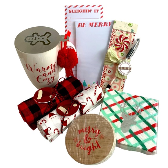 None Other - Christmas Holiday Themed Lot of Small Gifts Mug Notepads Towels Napkins NWT